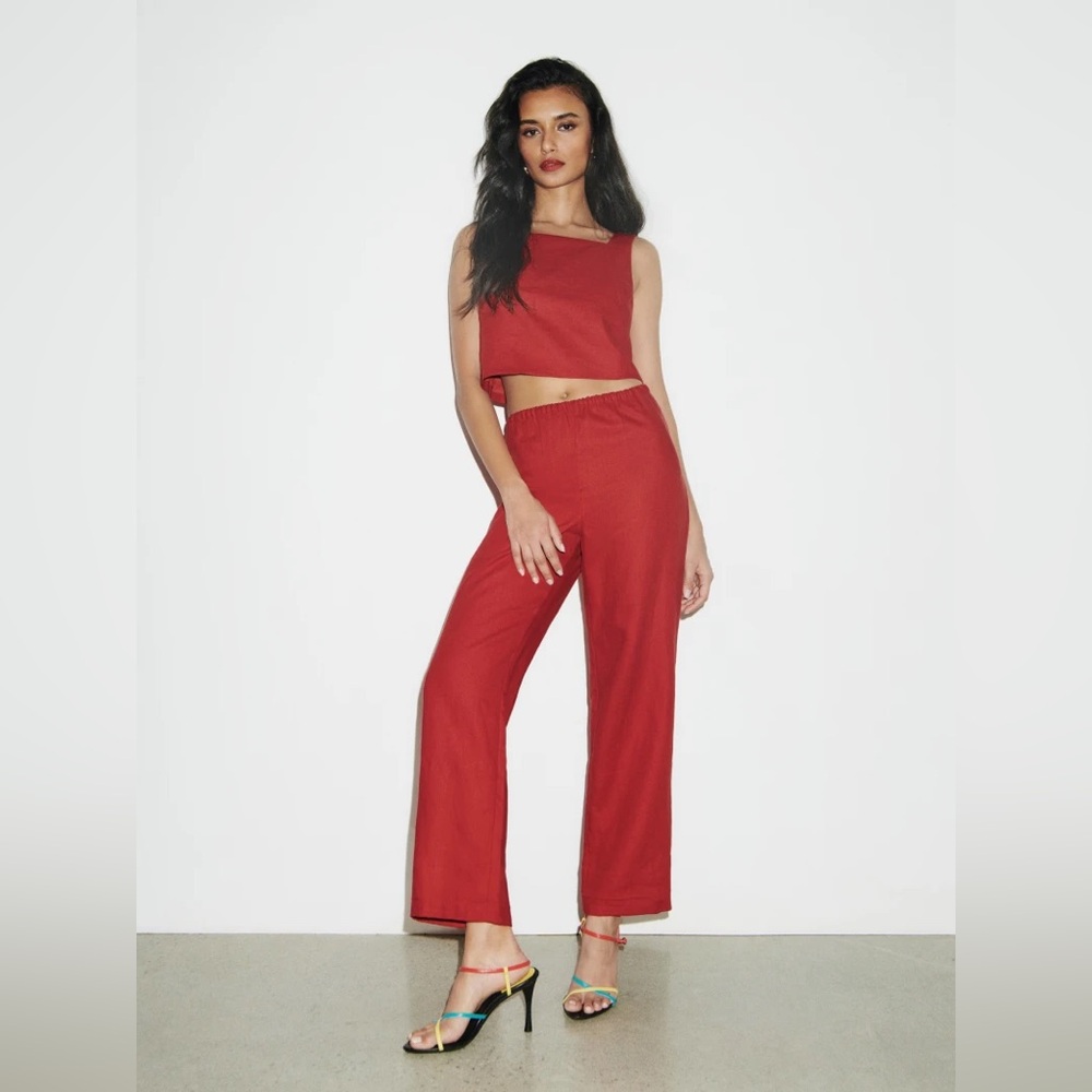 Reformation Remi Cropped Pant - Red